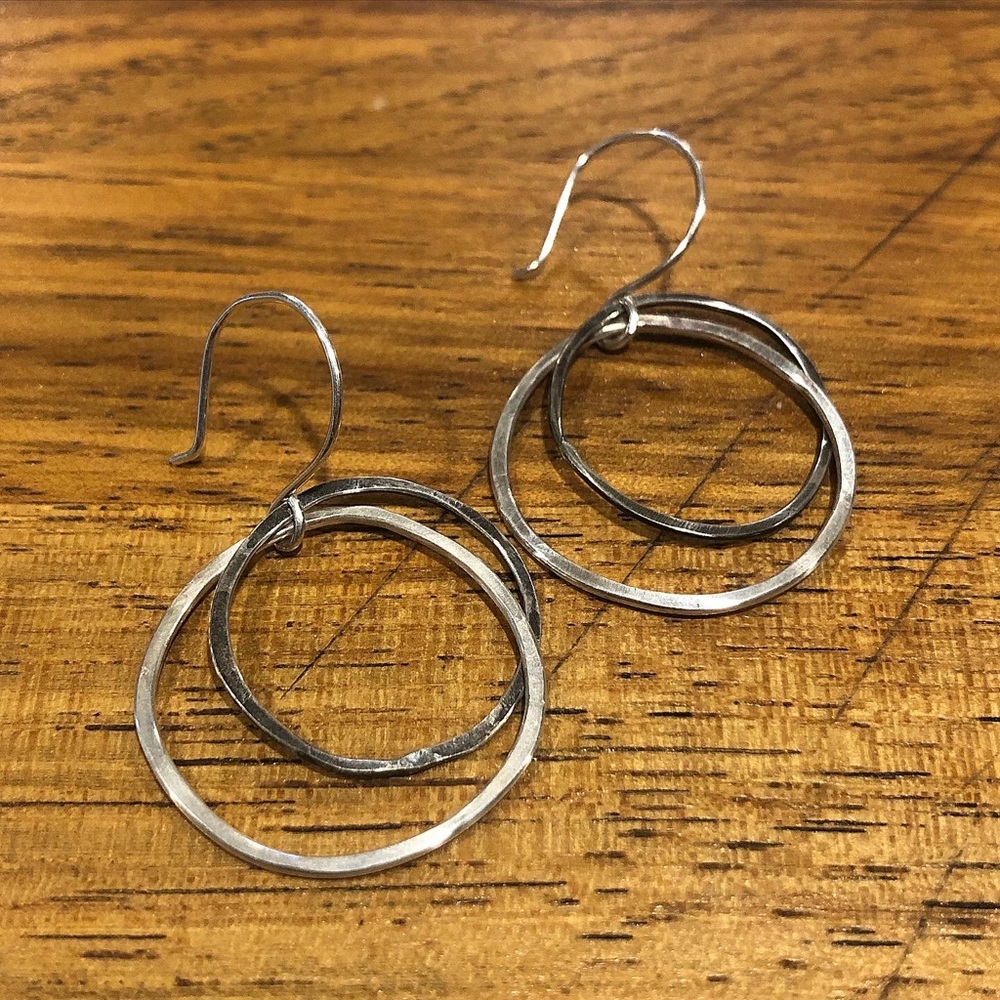 Sterling silver double hoop earrings